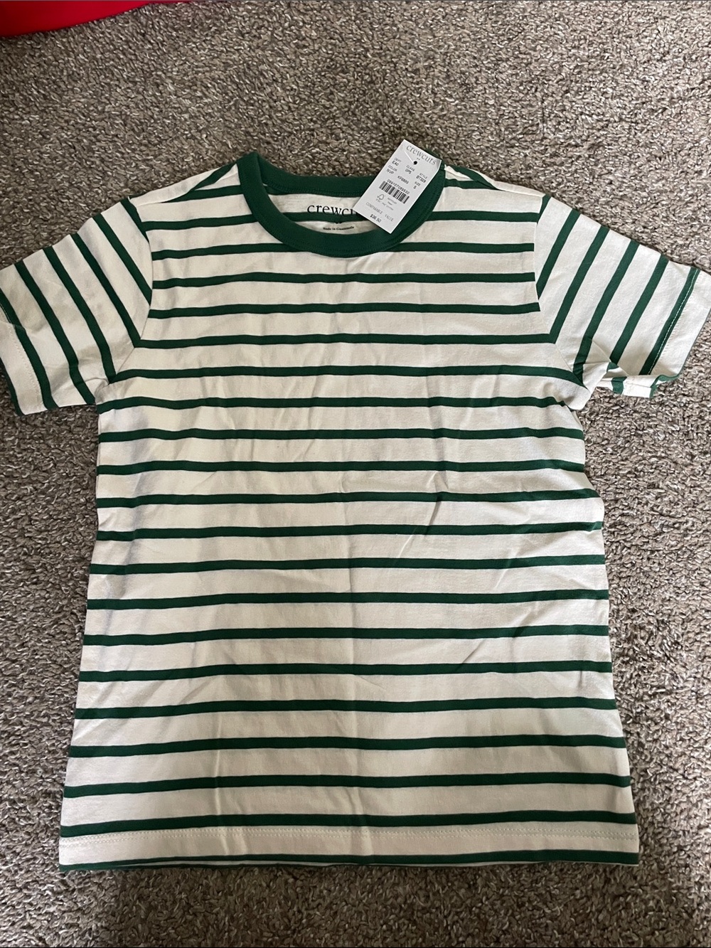 Crewcuts Green and White Striped Short Sleeve Tee